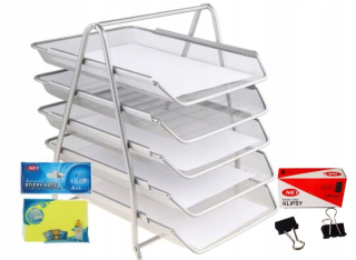 Organizér so zásuvkami na sieťové dokumenty 35 cm x 39,5 cm x 30 cm + kancelárske sponky 19 mm, sponky 12 kusov